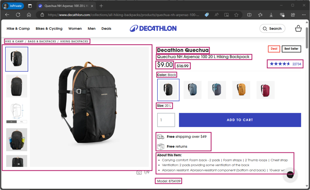 Items that we want to scrape