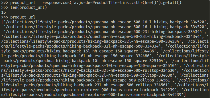product url response