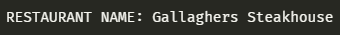restaurant name output