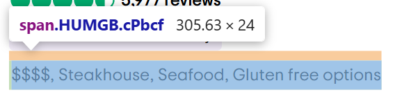 Price Level and Cuisine Type element