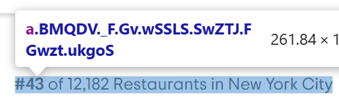 Ranking and city element