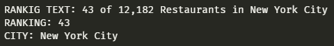 Ranking and City output