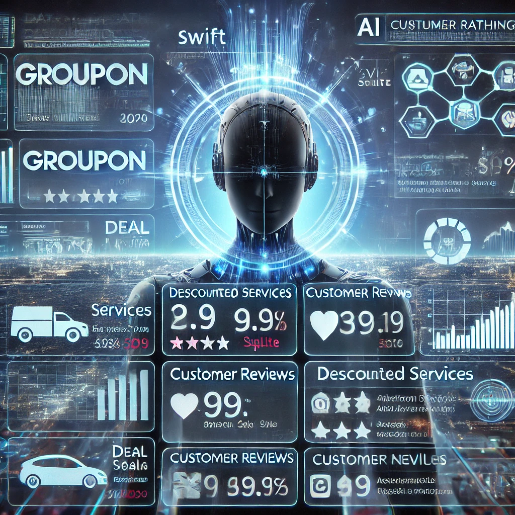 A high-tech dashboard visualizing data gathering from Groupon.com using Swift and SQLite