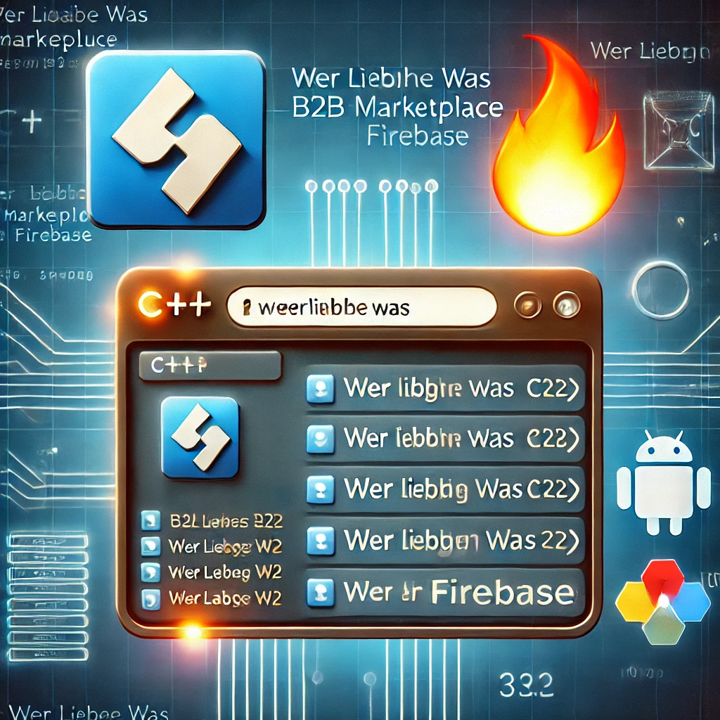 Wer Liefert Was B2B Marketplace scraper using C++ and Firebase. The image includes elements such as
