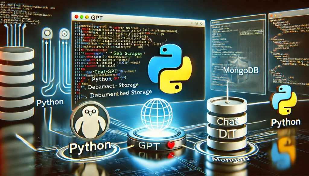 the use of GPT Scraper with Python and MongoDB to allow ChatGPT access to the internet. A high-tech dis