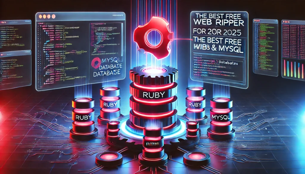website rippers and the best free web rippers for 2025 using Ruby and MySQL. A futuristic display showcase