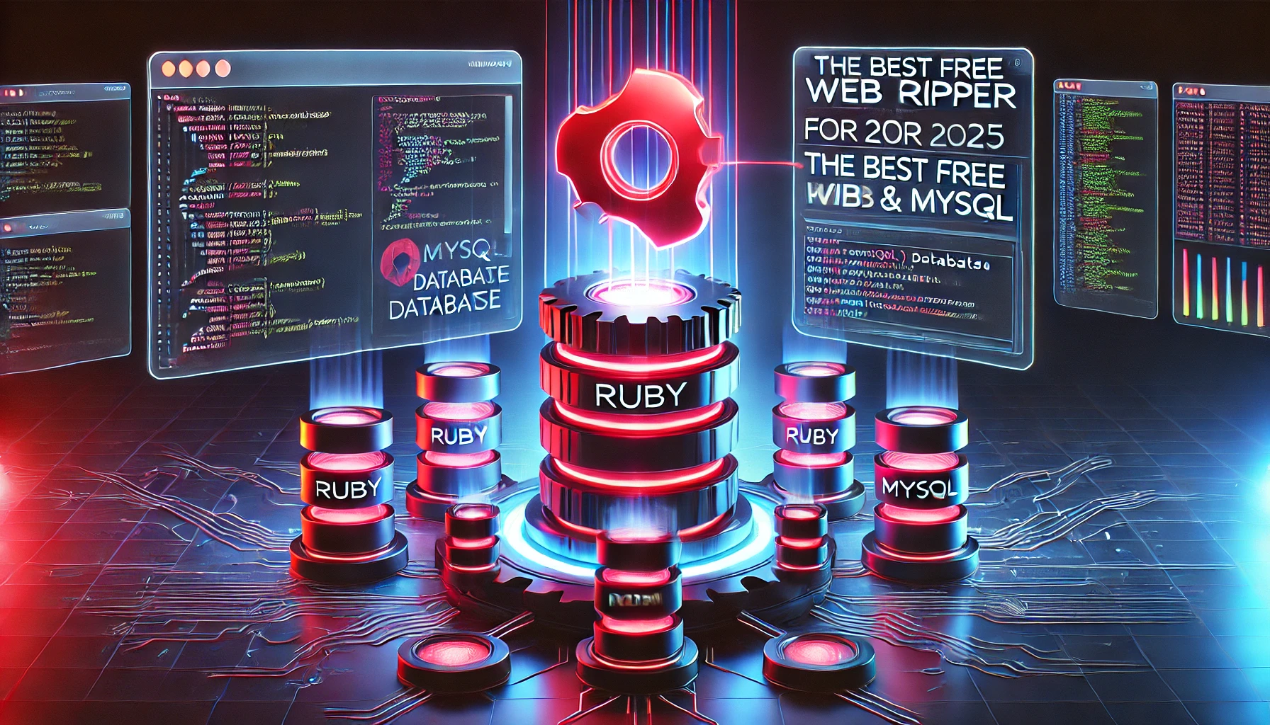 website rippers and the best free web rippers for 2025 using Ruby and MySQL. A futuristic display showcase