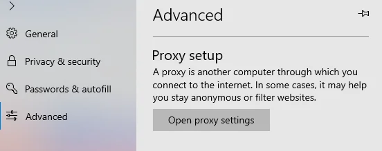 Edge Browser proxy